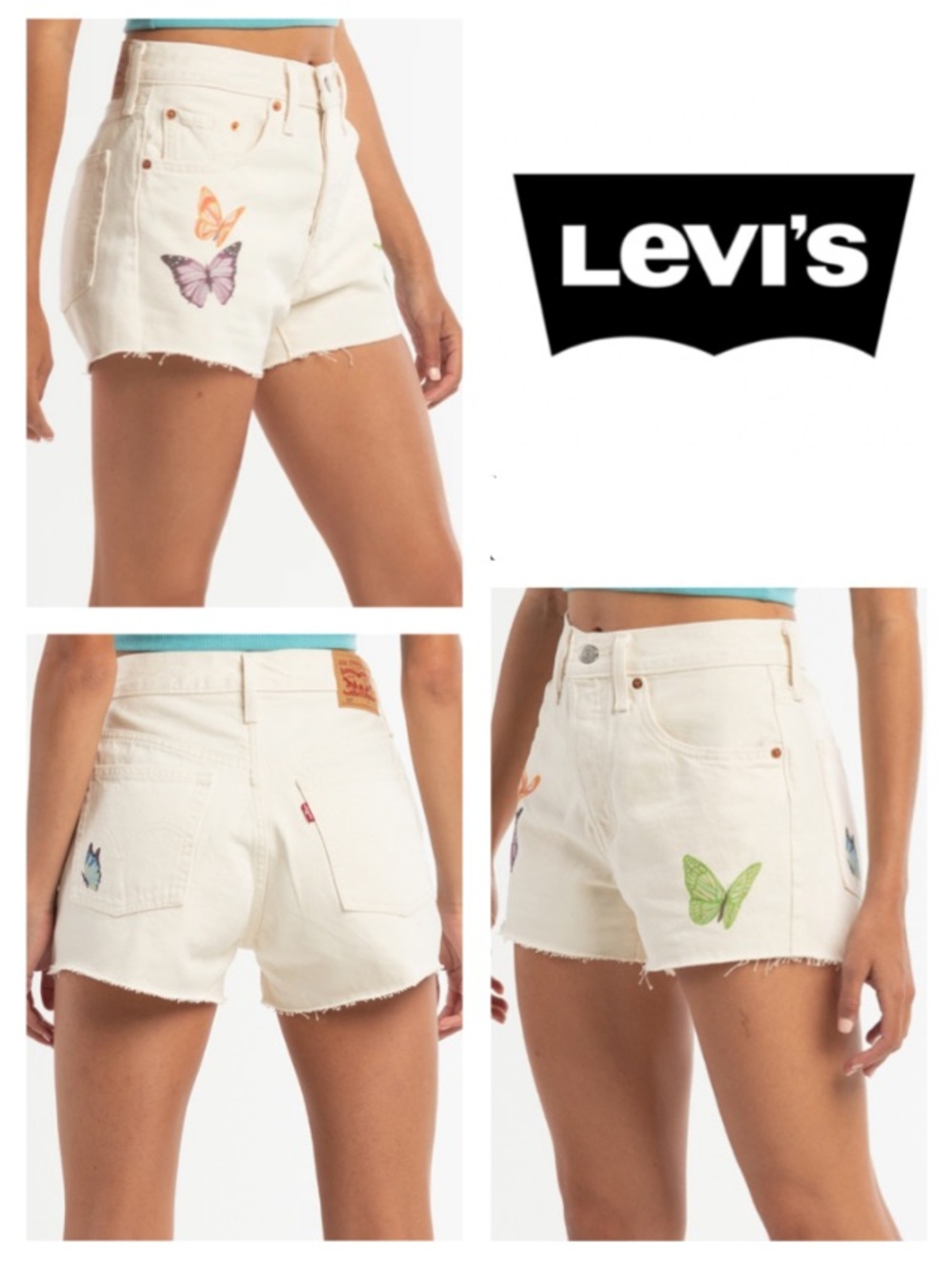 NEW! Levi's 501 Give Me Butterflies Denim Shorts (33)